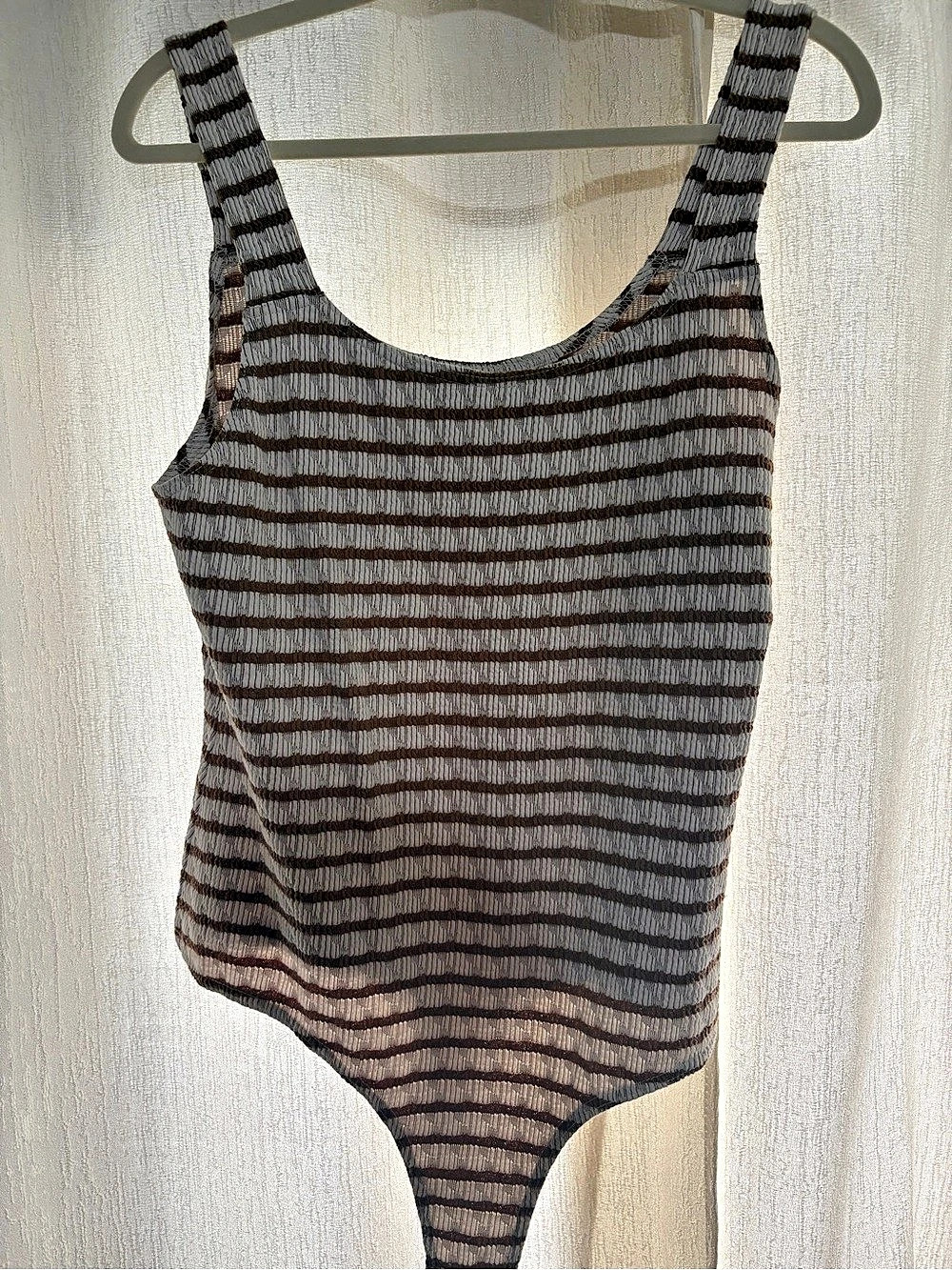Willow & Root Striped Bodysuit in Brown & White Size Large never worn